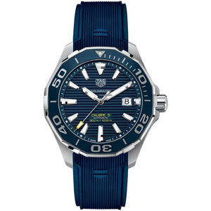 Buy Shop Tag Heuer Aquaracer Calibre 5 Automatic Blue Dial Blue Rubber Strap Watch for Men - WAY201B.FT6150 USA Online