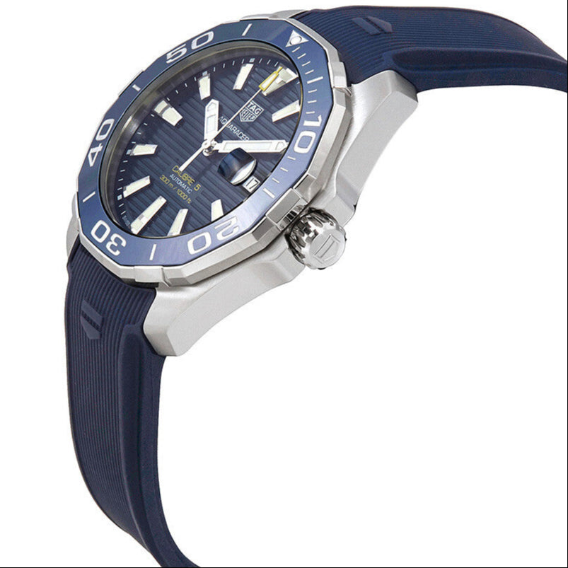 Buy Shop Tag Heuer Aquaracer Calibre 5 Automatic Blue Dial Blue Rubber Strap Watch for Men - WAY201B.FT6150 USA Online
