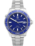 Buy Shop Tag Heuer Aquaracer Calibre 5 Automatic Blue Dial Silver Steel Strap Watch for Men - WAK2111.BA0830 USA Online