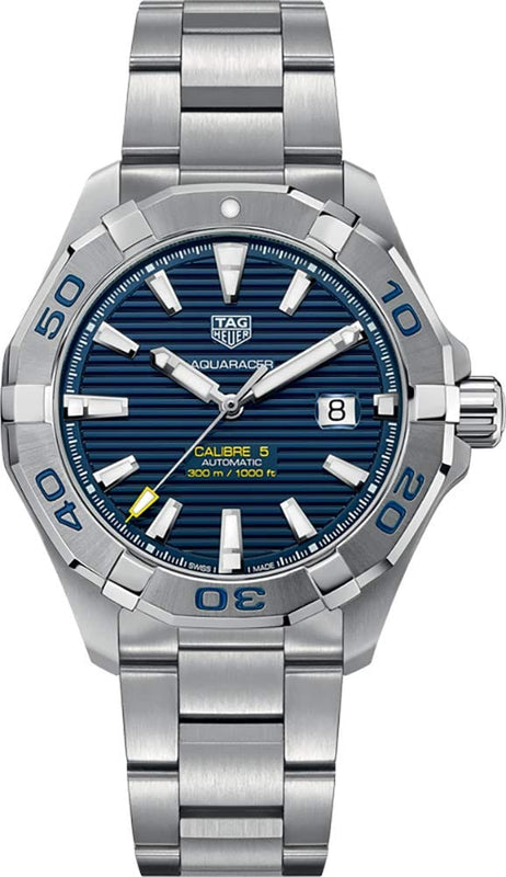Buy Shop Tag Heuer Aquaracer Calibre 5 Automatic Blue Dial Silver Steel Strap Watch for Men - WAY2012.BA0927 USA Online