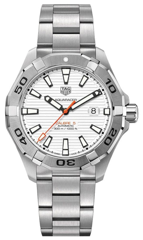 Buy Shop Tag Heuer Aquaracer Calibre 5 Automatic White Dial Silver Steel Strap Watch for Men - WAY2013.BA0927 USA Online