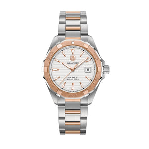 Buy Shop Tag Heuer Aquaracer Calibre 5 Automatic White Dial Two Tone Steel Strap Watch for Men - WAY2150.BD0911 USA Online
