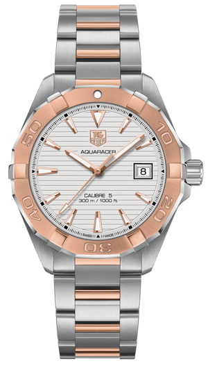 Buy Shop Tag Heuer Aquaracer Calibre 5 Automatic White Dial Two Tone Steel Strap Watch for Men - WAY2150.BD0911 USA Online