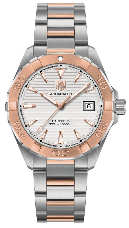 Buy Shop Tag Heuer Aquaracer Calibre 5 Automatic White Dial Two Tone Steel Strap Watch for Men - WAY2150.BD0911 USA Online