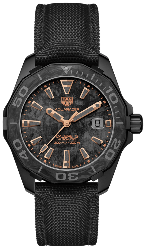 Buy Shop Tag Heuer Aquaracer Calibre 5 Black NATO Strap Carbon Dial Watch for Men - WBD218A.FC6445 USA Online