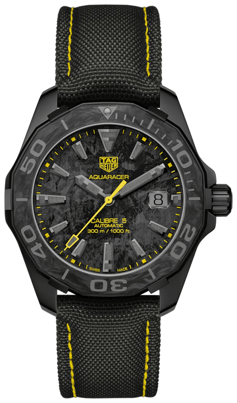 Buy Shop Tag Heuer Aquaracer Calibre 5 Black NATO Strap Carbon Dial Watch for Men - WBD218B.FC6446 USA Online