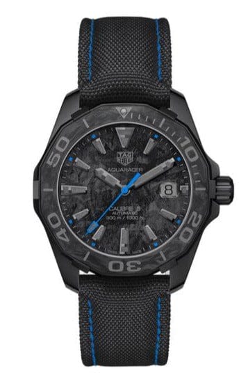 Buy Shop Tag Heuer Aquaracer Calibre 5 Black Nylon Strap Carbon Dial Watch for Men - WBD218C.FC6447 USA Online