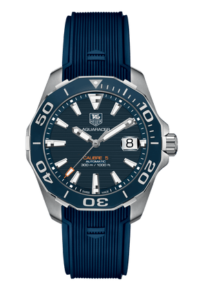 Buy Shop Tag Heuer Aquaracer Calibre 5 Blue Dial Blue Silicone Strap Watch for Men - WAY211C.FT6155 USA Online