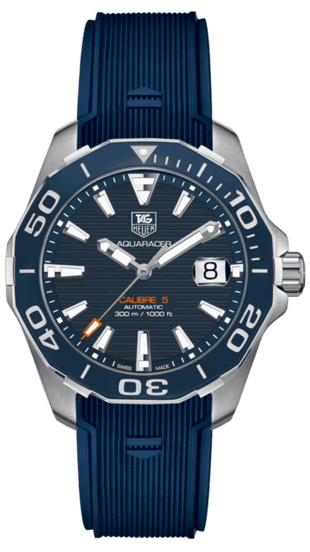 Buy Shop Tag Heuer Aquaracer Calibre 5 Blue Dial Blue Silicone Strap Watch for Men - WAY211C.FT6155 USA Online