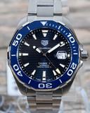 Buy Shop Tag Heuer Aquaracer Calibre 5 Blue Dial Silver Steel Strap Watch for Men - WAY201B.BA0927 USA Online