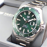 Buy Shop Tag Heuer Aquaracer Calibre 5 Green Dial Silver Steel Strap Watch for Men - WAY201S.BA0927 USA Online
