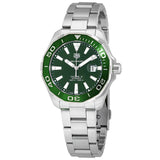 Buy Shop Tag Heuer Aquaracer Calibre 5 Green Dial Silver Steel Strap Watch for Men - WAY201S.BA0927 USA Online