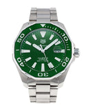 Buy Shop Tag Heuer Aquaracer Calibre 5 Green Dial Silver Steel Strap Watch for Men - WAY201S.BA0927 USA Online