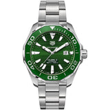 Buy Shop Tag Heuer Aquaracer Calibre 5 Green Dial Silver Steel Strap Watch for Men - WAY201S.BA0927 USA Online
