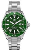 Buy Shop Tag Heuer Aquaracer Calibre 5 Green Dial Silver Steel Strap Watch for Men - WAY201S.BA0927 USA Online