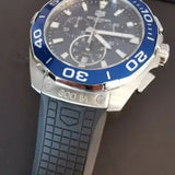 Buy Shop Tag Heuer Aquaracer Chronograph Blue Dial Black Rubber Strap Watch for Men - CAY111B.FT6041 USA Online