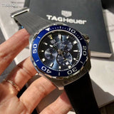 Buy Shop Tag Heuer Aquaracer Chronograph Blue Dial Black Rubber Strap Watch for Men - CAY111B.FT6041 USA Online