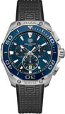 Buy Shop Tag Heuer Aquaracer Chronograph Blue Dial Black Rubber Strap Watch for Men - CAY111B.FT6041 USA Online