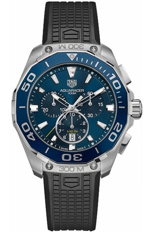 Buy Shop Tag Heuer Aquaracer Chronograph Blue Dial Black Rubber Strap Watch for Men - CAY111B.FT6041 USA Online