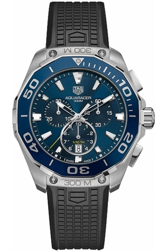 Buy Shop Tag Heuer Aquaracer Chronograph Blue Dial Black Rubber Strap Watch for Men - CAY111B.FT6041 USA Online