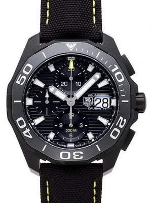 Buy Shop Tag Heuer Aquaracer Chronograph PVD Black Dial Black Nylon Strap Watch for Men - CAY218A.FC6361 USA Online