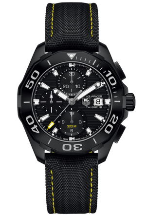 Buy Shop Tag Heuer Aquaracer Chronograph PVD Black Dial Black Nylon Strap Watch for Men - CAY218A.FC6361 USA Online
