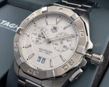 Buy Shop Tag Heuer Aquaracer Chronograph White Dial Silver Steel Strap Watch for Men - WAY111Y.BA0928 USA Online