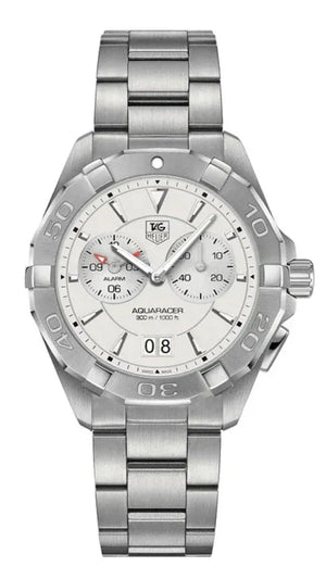 Buy Shop Tag Heuer Aquaracer Chronograph White Dial Silver Steel Strap Watch for Men - WAY111Y.BA0928 USA Online