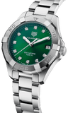 Buy Shop Tag Heuer Aquaracer Diamonds Emerald Green Dial Silver Steel Strap Watch for Women - WBD1316.BA0740 USA Online