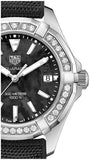 Buy Shop Tag Heuer Aquaracer Diamonds Mother of Pearl Black Dial Black Nylon Strap Watch for Women - WAY131P.FT6092 USA Online