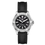 Buy Shop Tag Heuer Aquaracer Diamonds Mother of Pearl Black Dial Black Nylon Strap Watch for Women - WAY131P.FT6092 USA Online