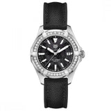 Buy Shop Tag Heuer Aquaracer Diamonds Mother of Pearl Black Dial Black Nylon Strap Watch for Women - WAY131P.FT6092 USA Online