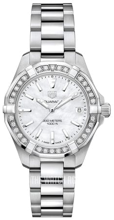 Buy Shop Tag Heuer Aquaracer Diamonds Mother of Pearl Dial Silver Steel Strap Watch for Women - WBD1313.BA0740 USA Online