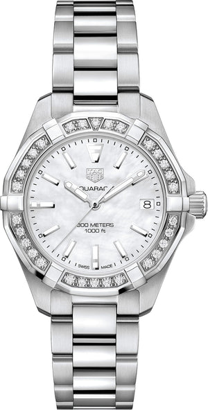 Buy Shop Tag Heuer Aquaracer Diamonds Mother of Pearl Dial Silver Steel Strap Watch for Women - WBD1313.BA0740 USA Online