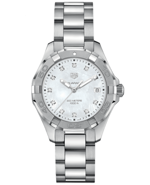 Buy Shop Tag Heuer Aquaracer Diamonds Mother of Pearl Dial Silver Steel Strap Watch for Women - WBD131B.BA0748 USA Online