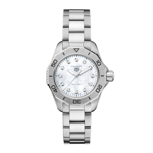 Buy Shop Tag Heuer Aquaracer Diamonds Mother of Pearl Dial Silver Steel Strap Watch for Women - WBD1414.BA0741 USA Online