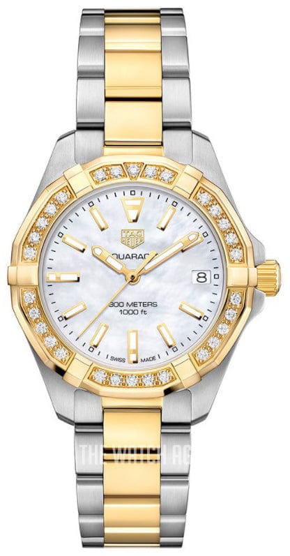 Buy Shop Tag Heuer Aquaracer Diamonds Mother of Pearl Dial Two Tone Steel Strap Watch for Women - WBD1321.BB0320 USA Online