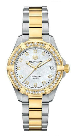 Buy Shop Tag Heuer Aquaracer Diamonds Mother of Pearl Dial Two Tone Steel Strap Watch for Women - WBD1323.BB0320 USA Online