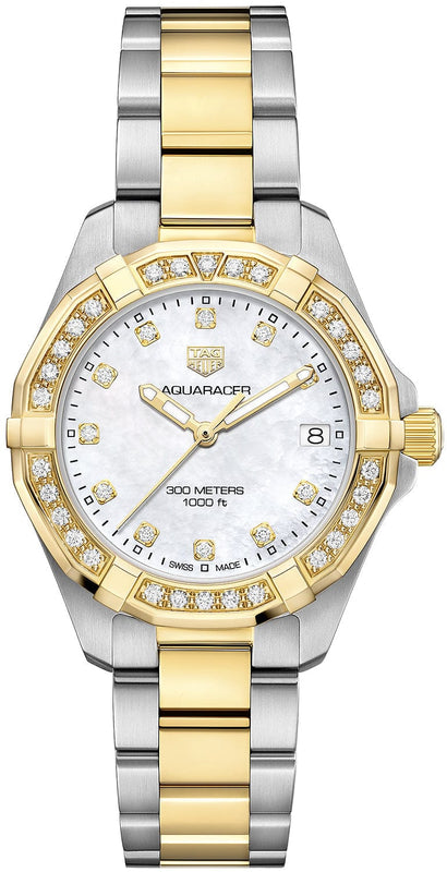 Buy Shop Tag Heuer Aquaracer Diamonds Mother of Pearl Dial Two Tone Steel Strap Watch for Women - WBD1323.BB0320 USA Online