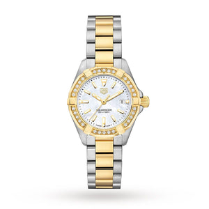 Buy Shop Tag Heuer Aquaracer Diamonds Mother of Pearl Dial Two Tone Steel Strap Watch for Women - WBD1421.BB0321 USA Online