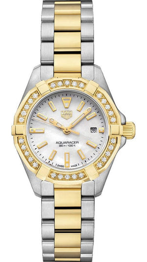 Buy Shop Tag Heuer Aquaracer Diamonds Mother of Pearl Dial Two Tone Steel Strap Watch for Women - WBD1421.BB0321 USA Online