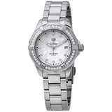 Buy Shop Tag Heuer Aquaracer Diamonds Mother of Pearl White Dial Silver Steel Strap Watch for Women - WBD131C.BA0748 USA Online