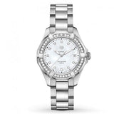 Buy Shop Tag Heuer Aquaracer Diamonds Mother of Pearl White Dial Silver Steel Strap Watch for Women - WBD131C.BA0748 USA Online