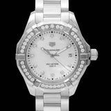 Buy Shop Tag Heuer Aquaracer Diamonds Mother of Pearl White Dial Silver Steel Strap Watch for Women - WBD131C.BA0748 USA Online