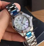 Buy Shop Tag Heuer Aquaracer Diamonds Mother of Pearl White Dial Silver Steel Strap Watch for Women - WBD1413.BA0741 USA Online