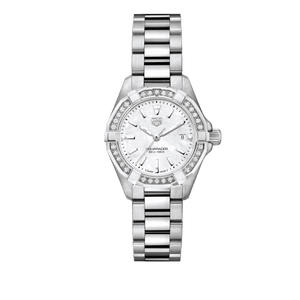 Buy Shop Tag Heuer Aquaracer Diamonds Mother of Pearl White Dial Silver Steel Strap Watch for Women - WBD1413.BA0741 USA Online