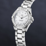 Buy Shop Tag Heuer Aquaracer Diamonds Mother of Pearl White Dial Silver Steel Strap Watch for Women - WBD1415.BA0741 USA Online