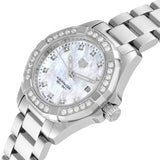 Buy Shop Tag Heuer Aquaracer Diamonds Mother of Pearl White Dial Silver Steel Strap Watch for Women - WBD1415.BA0741 USA Online