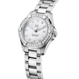 Buy Shop Tag Heuer Aquaracer Diamonds Mother of Pearl White Dial Silver Steel Strap Watch for Women - WBD1415.BA0741 USA Online