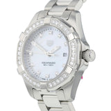 Buy Shop Tag Heuer Aquaracer Diamonds Mother of Pearl White Dial Silver Steel Strap Watch for Women - WBD1415.BA0741 USA Online